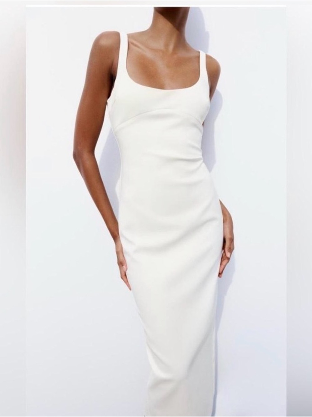Zara Cream Scoop-Neck Maxi Slip Dress